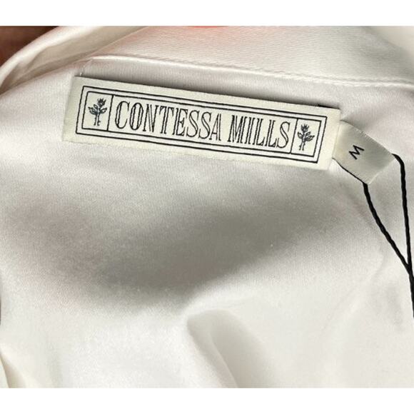 CONTESSA MILLS Sz M Medium White Sage Stripe Aradia Shirt NWT - Picture 3 of 12
